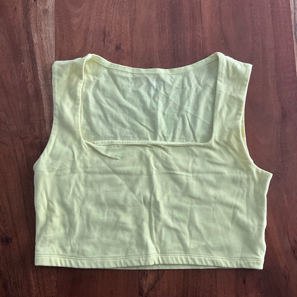 Wild Fable Pastel Yellow Wide Shoulder Crop Tank Top